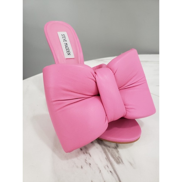 NEW NO BOX 8.5 Steve Madden Indulge Heel Sandals Oversized Barbie Bow Pink‎ - Picture 2 of 6